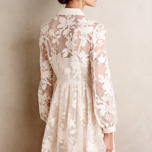LAST CHANCE Anthropologie Clarence Lace Shirtdress 0, Like new - Picture 2 of 14